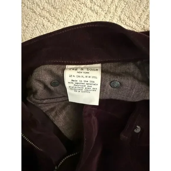 Rag & Bone Elephant Bell Corduroys in Wine Size 30 - Picture 7 of 9